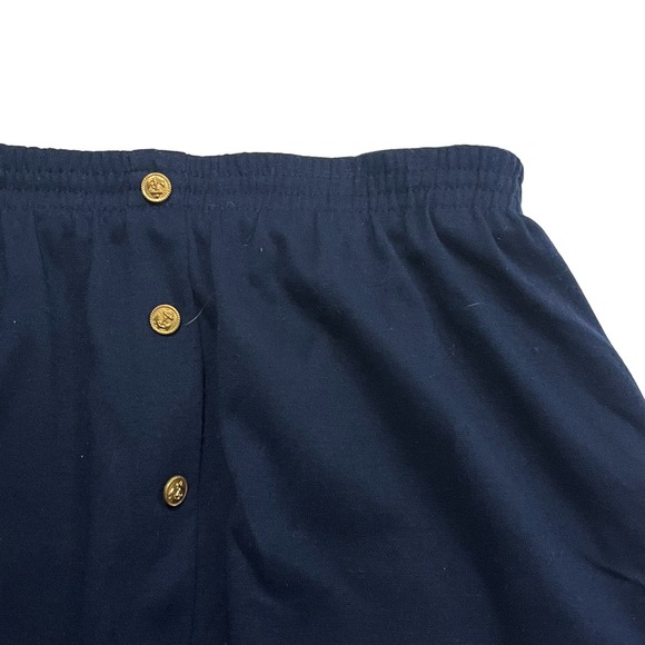 Vintage Cricket Lane Skirt Size Large 20 Navy Blue Pull On Midi Gold Button‎ - Picture 1 of 8